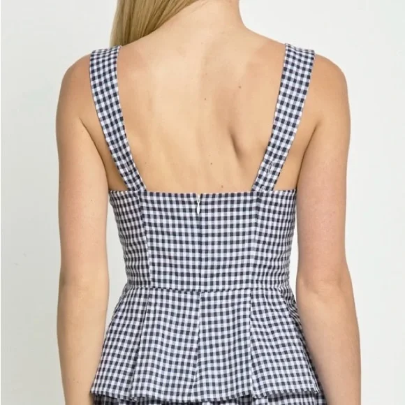 Reformation green gingham peplum bustier sleeveless tank top - Picture 12 of 12